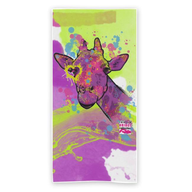 Badehandtuch Giraffe – Popart-Hundemotiv, 75x165 cm, 100 % Polyester, weich & schnelltrocknend